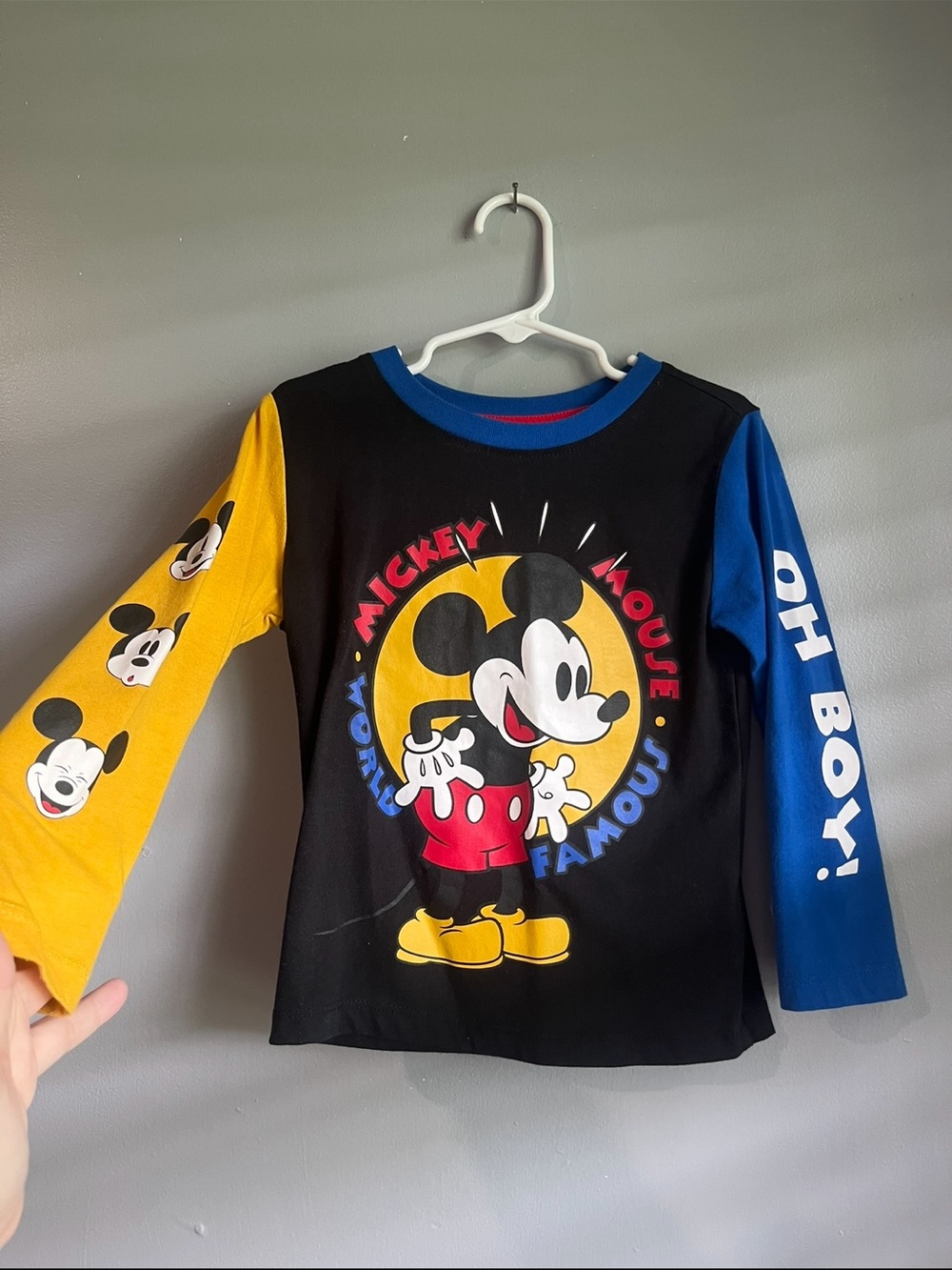 Disney Mickey Mouse Colorblock Long Sleeve Tee - Black/Yellow/Blue
